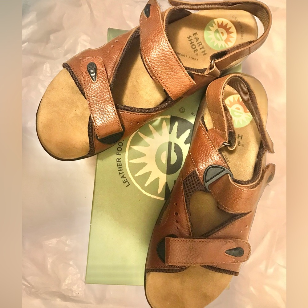 Earth Shoe Womens 11 Tracker Strappy Slingback 5198843 Brown Leather Open Toe